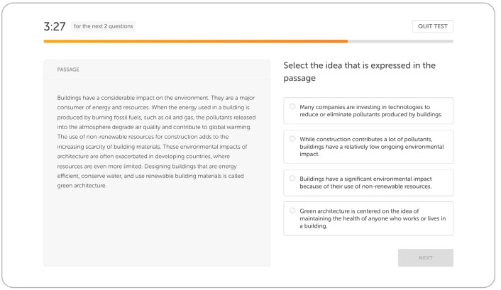 Duolingo English Test - Interactive Reading - Identify the Idea